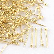 Brass Ball Head pins, Cadmium Free & Lead Free, Golden, 18x0.6mm, 22 Gauge, Head: 2mm, about 10000pcs/bag(KK-R020-11G)