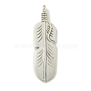 Tibetan Style Alloy Pendants, Cadmium Free & Lead Free, Antique Silver, Feather, 41.5x11.5x4.5mm, Hole: 2mm(FIND-U015-20AS)