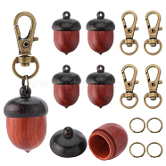 DIY Keychain Making Kit, Including Wooden Acorn Box Pendants, Iron Split Rings, Alloy Swivel Lobster Claw Clasps, Brown, 20Pcs/bag(DIY-SC0023-88)