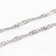 304 Stainless Steel Singapore Chains, Water Wave Chains, Soldered, Stainless Steel Color, 2x0.3mm(CHS-L001-155)