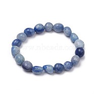 Natural Blue Aventurine Stretch Beaded Bracelets, Tumbled Stone, Nuggets, 1-7/8 inch~2-1/8 inch(4.8~5.5cm), Beads: 6~15x6~11x3~11mm(BJEW-K213-C18)