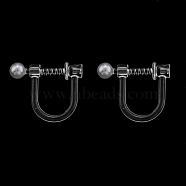 Plastic Clip-on Earring Findings, with Resin Imitation Pearl Beads and Iron Spring, Platinum, 14x11x3mm(KY-F007-01P)