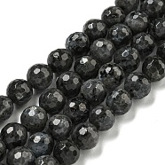 Natural Larvikite Beads Strands, (128 Facets)Faceted, Round, 8mm, Hole: 1mm, about 45pcs/strand, 14.57 inch(37cm)(G-E571-A09-02)