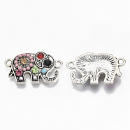 Alloy Links, with Colorful Resin and Rhinestone, Elephant, Antique Silver, 13.5x22.5x3mm, Hole: 1.6mm(PALLOY-Q431-006AS)