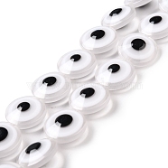 Resin Imitation Lampwork Beads Strands, Flat Round with Evil Eye, White, 20x9mm, Hole: 1.4mm, about 20pcs/strand, 15.94 inch(40.5cm)(RESI-F032-01J)