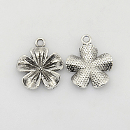 Tibetan Style Alloy Pendants, Flower, Antique Silver, Lead Free & Cadmium Free, 23x20x4mm, Hole: 2mm(X-LF10734Y)