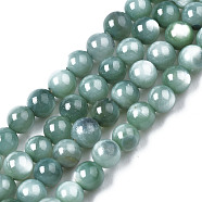 Natural Freshwater Shell Beads Strands, Dyed, Round, Light Sea Green, 2.5mm, Hole: 0.5mm, about 122~136pcs/strand, 14.57 inch~15.63 inch(37cm~39.7cm)(BSHE-T009A-01J)