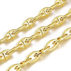 Alloy Cross Chains, Horse Eye Link, Long-Lasting Plated, Unwelded, Cadmium Free & Lead Free, with Spool, Golden, Link: 21x9.5x4.5mm, about 32.8 Feet(10m)/roll(LCHA-H004-12G)