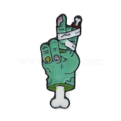 Halloween Enamel Pins, Black Alloy Brooches, for Backpack Clothes, Zombie Hand, 33x14x2mm(JEWB-S019-03A)