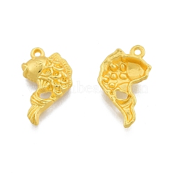 Alloy Pendants, Goldfish Charms, Matte Gold Color, 19.5x11.5x3.5mm, Hole: 1.2mm(FIND-A017-24MG)