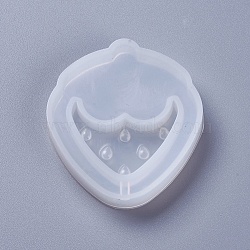 Shaker Mold, DIY Quicksand Jewelry Silicone Molds, Resin Casting Molds, For UV Resin, Epoxy Resin Jewelry Making, Strawberry, White, 47x43x9mm(X-DIY-F031-15)