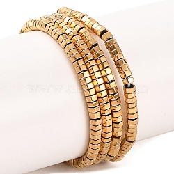 Electroplated Synthetic Non-magnetic Hematite Beads Strands, Hexagon, Real 24K Gold Plated, 2.3x2x1mm, Hole: 0.8mm, about 379pcs/strand, 15.94''(40.5cm)(G-H027-F01-01)