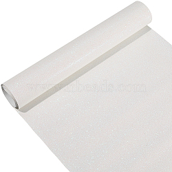 Glitter PVC Leather Fabric, for Shoes Bag Sewing Patchwork DIY Craft Appliques, White, 1370x300x0.5mm(DIY-WH20011-59B)