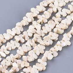Sea Bamboo Coral(Imitation Coral) Beads Strands, Dyed, teardrop, Beige, 10~19x9~13x3~6mm, Hole: 0.6mm; about 78pcs/strand, 15.5 inches(CORA-T009-08D)