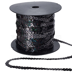 Sparkle PVC Sequins Ribbon, Sequins Trim, Clothing Accessorie, Black, 90x6mm(OCOR-WH20050-007)