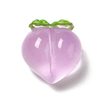 Luminous Translucent Resin Cabochons, Peach, Lilac, 17.5x16x12.5mm