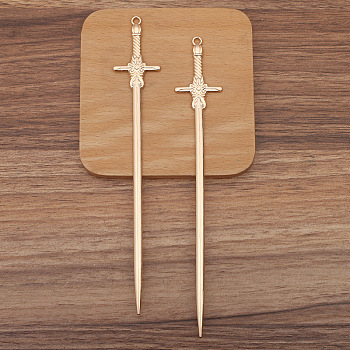 Sword Alloy Hair Sticks, Hair Accessories for Women & Girls, Light Gold, 173x27mm
