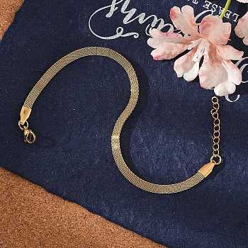 Ion Plating(IP) 304 Stainless Steel Network Chains/Mesh Bracelets Bracelets, with Lobster Claw Clasps, Golden, 7-5/8 inch(19.3cm)~7-5/8 inch(19.5cm)