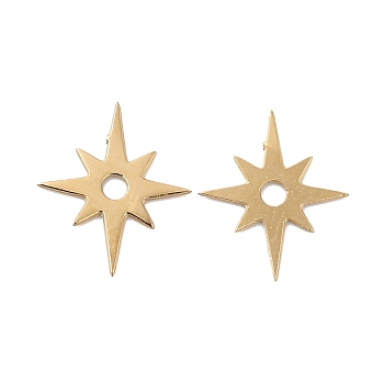 Ion Plating(IP) 304 Stainless Steel Charms, Star, Real 14K Gold Plated, 9x7.5x0.5mm, Hole: 1mm