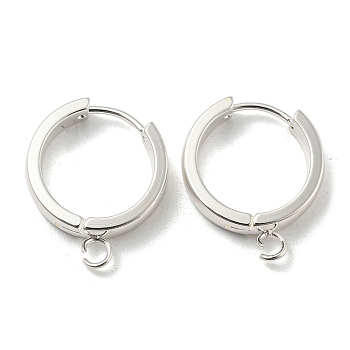 201 Stainless Steel Huggie Hoop Earrings Findings, with Vertical Loop, with 316 Surgical Stainless Steel Earring Pins, Ring, Silver, 18x4mm, Hole: 2.7mm, Pin: 1mm