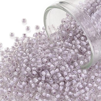 TOHO Round Seed Beads, Japanese Seed Beads, (1066) Pale Purple Lined Crystal, 11/0, 2.2mm, Hole: 0.8mm, about 1110pcs/10g