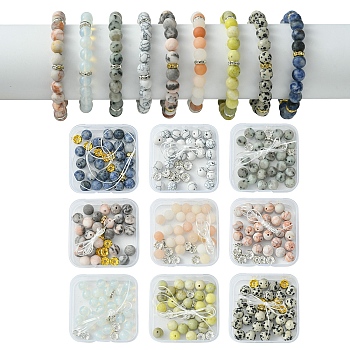 DIY Natural Howlite Round Beaded Stretch Bracelet Making Kit, 8~8.5mm, Hole: 1mm