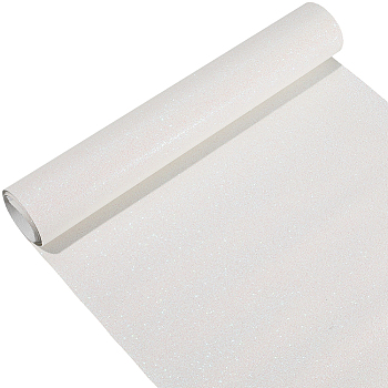 Glitter PVC Leather Fabric, for Shoes Bag Sewing Patchwork DIY Craft Appliques, White, 1370x300x0.5mm