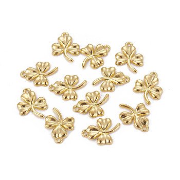 Ireland Shamrock Tibetan Style Alloy Pendants, Lead Free, Nickel Free and Cadmium Free,  Golden, about 19mm long, 14mm wide, 2mm thick, hole: 2mm
