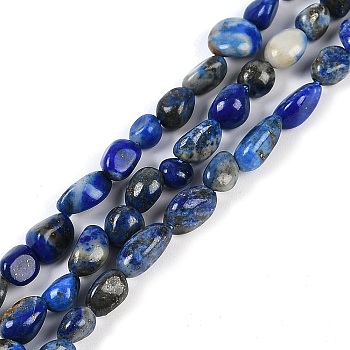 Natural Lapis Lazuli Beads Strands, Nuggets, Tumbled Stone, 4~6x7~10x4~6mm, Hole: 1mm, 15.75''(40cm)