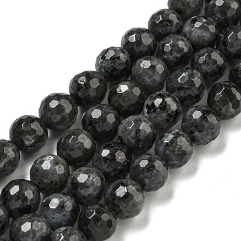 Natural Larvikite Beads Strands, (128 Facets)Faceted, Round, 8mm, Hole: 1mm, about 45pcs/strand, 14.57 inch(37cm)