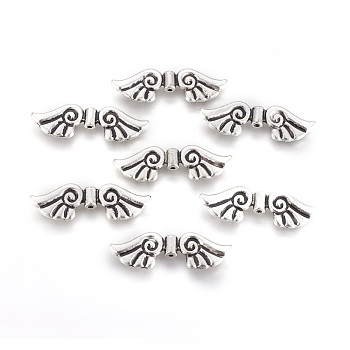 Tibetan Style Alloy Beads, Wing, Antique Silver, 11.5x36.5x3.5mm, Hole: 1mm