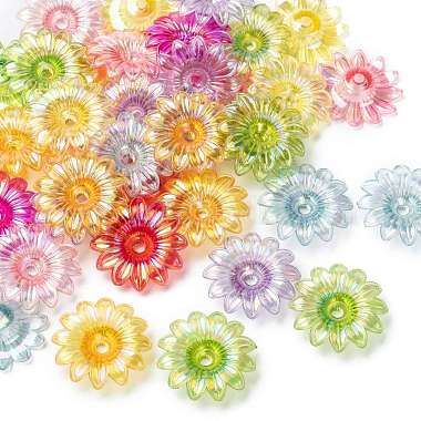 34mm Mixed Color Flower Acrylic Beads
