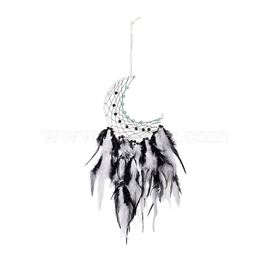 Iron Woven Web/Net with Feather Pendant Decorations(AJEW-B017-21)-2