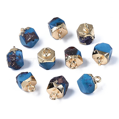Light Gold Octagon Natural Turquoise Charms