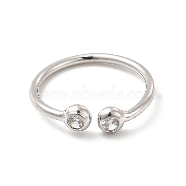 Bague de manchette ouverte en zircone cubique transparente(RJEW-G274-01P)-2