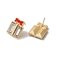 Christmas Enamel Bowknot Gift Box Alloy Glass Stud Earrings for Women(EJEW-E284-07LG)-2