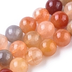 Natural Golden Silk Jade Beads Strands, Round, 6mm, Hole: 1mm, about 60pcs/strand, 14.96 inch(38cm)(G-L538-034-6mm)