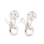 Brass Charms, Flower with Leaf Charms, Silver, 13x5x5mm, Hole: 1.8mm(KK-Z162-22S)