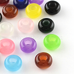 Imitation Cat Eye Resin European Beads, Large Hole Rondelle Beads, Mixed Color, 13~14x7~7.5mm, Hole: 5mm(RPDL-S001-M)