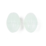 Handmade Ribbed Lampwork Beads, Oval, Honeydew, 19~20x12.5~14mm, Hole: 1.5~2.5mm(LAMP-N042-01C)