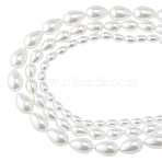 3 Strands 3 Styles Pearlized Glass Pearl Teardrop Bead Strands, Seashell Color, 6~12x4.5~8.5mm, Hole: 0.7~0.8mm, 1 strand/style(GLAA-HS0001-11)