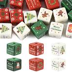 20Pcs Christmas Printed Opaque Acrylic Beads, Cube, 14x14x14mm, Hole: 3.5mm(OACR-FS0002-53B)