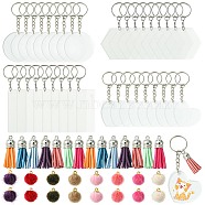 DIY Blank Keychain Making Kit, Including Acrylic Big Pendants, Faux Suede Tassel & Faux Mink Fur Covered Charms, Iron Split Key Rings, Hexagon & Rectangle & Heart, Mixed Color, 160Pcs/bag(DIY-FS0005-25)