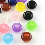 Imitation Cat Eye Resin European Beads, Large Hole Rondelle Beads, Mixed Color, 13~14x7~7.5mm, Hole: 5mm(RPDL-S001-M)