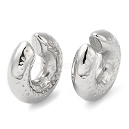 304 Stainless Steel Cuff Earrings, Non Piercing Earrings, Round, Stainless Steel Color, 29.5x30x10mm(EJEW-Z022-01P)