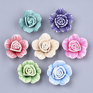 Handmade Polymer Clay Beads, Flower, Mixed Color, 28~32x14~17mm, Hole: 2mm(CLAY-R088-02)