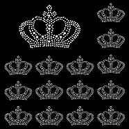 Crown Glass Hotfix Rhinestone, Iron on Appliques, Costume Accessories, for Clothes, Bags, Pants, Crystal, 88x61x1mm(DIY-WH0419-57)