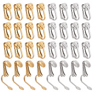 32Pcs 2 Colors 304 Stainless Steel Clip-on Earring Findings, Flat Round Earring Settings, Golden & Stainless Steel Color, Tray: 4.7mm, 15.5x10x7.5mm, 16pcs/color(STAS-AR0002-25)