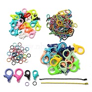 DIY Kits, including 50Pcs Iron Ball Chains with Connectors, 50Pcs 2 Style Plastic Lobster Claw Clasps, 50Pcs Iron Jump Rings, Mixed Color, 26x18x5mm, Hole: 2mm, 150pcs/box(DIY-SZ0004-29)