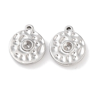 304 Stainless Steel Pendant Rhinestone Settings, Flat Round, Stainless Steel Color, 16x13.5x2.5mm, Hole: 1.2mm, Fit for 2.5mm Rhinestone(STAS-P364-04P)